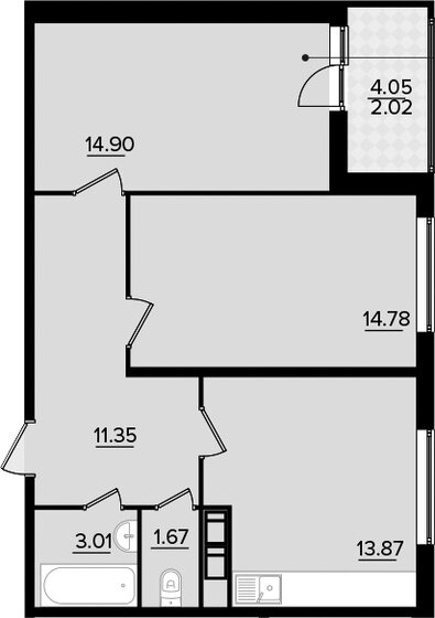 61,6 м², 2-комнатная квартира 14 670 000 ₽ - изображение 1