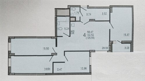 Квартира 105,5 м², 4-комнатная - изображение 1