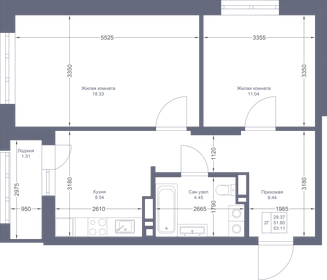 53,1 м², 2-комнатная квартира 10 940 660 ₽ - изображение 68