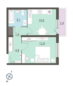 35,3 м², 1-комнатная квартира 5 086 976 ₽ - изображение 32
