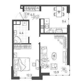 47,4 м², 2-комнатная квартира 5 500 000 ₽ - изображение 78