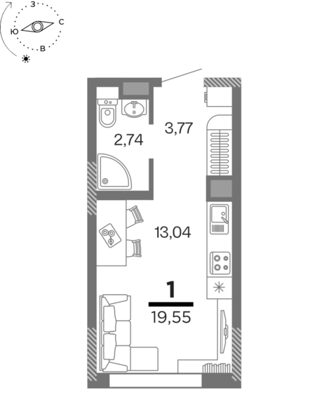 19,6 м², 1-комнатная квартира 2 510 580 ₽ - изображение 28