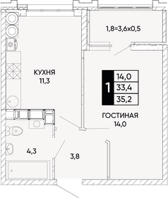 35 м², 1-комнатная квартира 5 200 000 ₽ - изображение 47