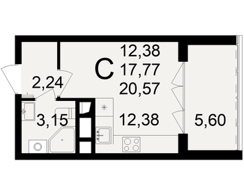 Квартира 20,6 м², студия - изображение 1