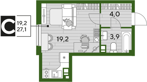 22,6 м², квартира-студия 4 248 800 ₽ - изображение 12