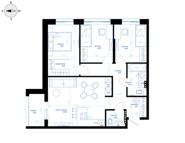 Квартира 77,1 м², 1-комнатная - изображение 3