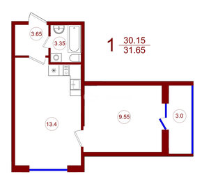 36,4 м², 1-комнатная квартира 3 564 260 ₽ - изображение 41