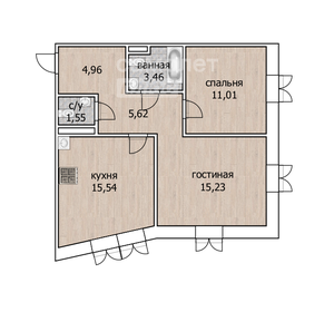 Квартира 57,3 м², 2-комнатная - изображение 1