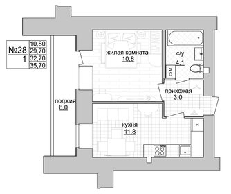 Квартира 32,7 м², 1-комнатная - изображение 1