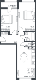 Квартира 62 м², 2-комнатная - изображение 1