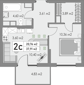 Квартира 37,9 м², 2-комнатная - изображение 1