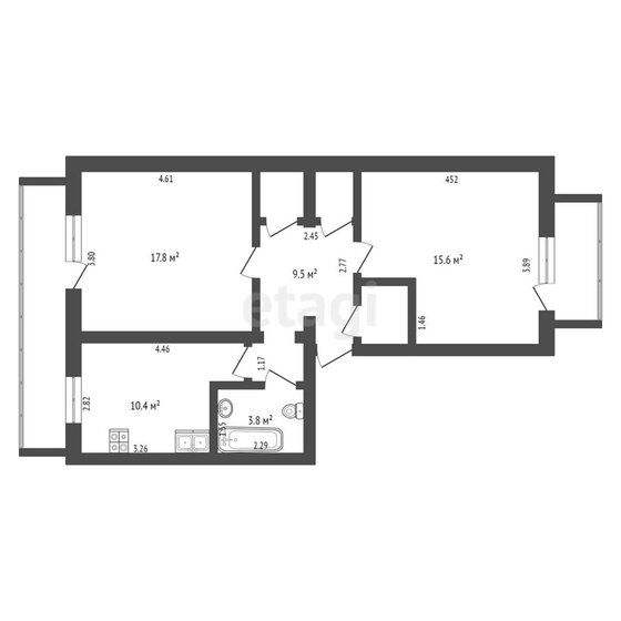 62,6 м², 2-комнатная квартира 7 605 000 ₽ - изображение 26