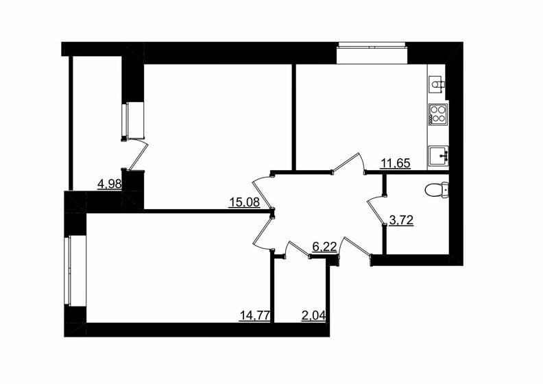 56 м², 2-комнатная квартира 4 253 720 ₽ - изображение 1