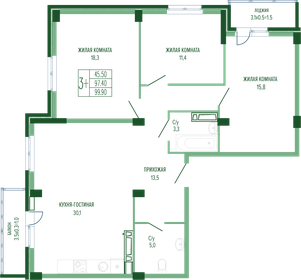 Квартира 99,9 м², 3-комнатная - изображение 1