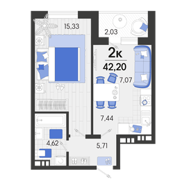 42,6 м², 2-комнатная квартира 6 770 220 ₽ - изображение 5