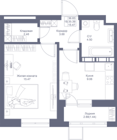 Квартира 36,8 м², 1-комнатная - изображение 1