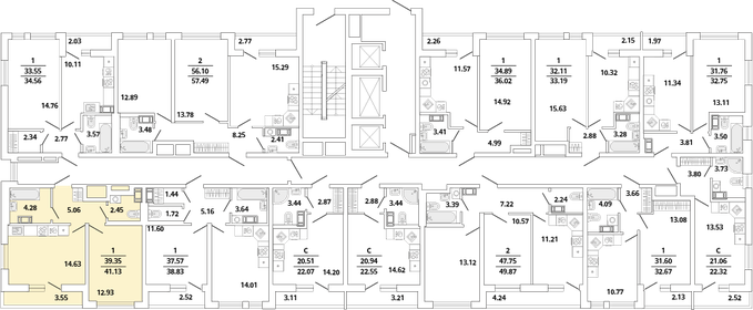 41,1 м², 1-комнатная квартира 10 376 749 ₽ - изображение 49