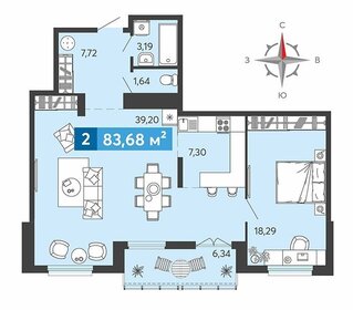 Квартира 83,7 м², 2-комнатная - изображение 1