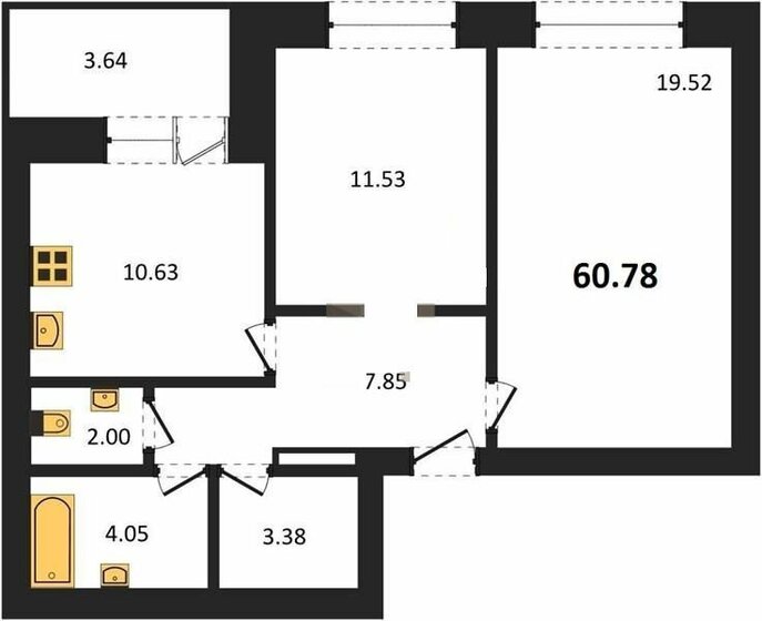 60,8 м², 2-комнатная квартира 4 740 000 ₽ - изображение 20