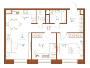 Квартира 69,3 м², студия - изображение 1