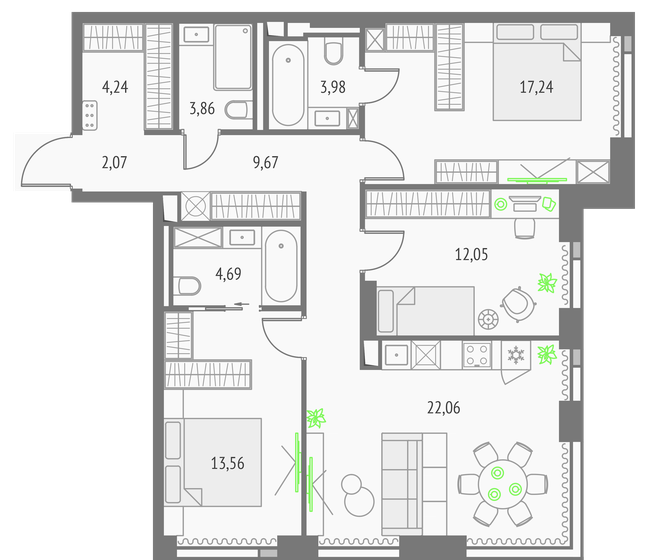 93,4 м², 3-комнатная квартира 37 773 764 ₽ - изображение 1