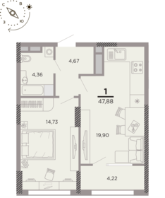 47,2 м², 1-комнатная квартира 5 860 768 ₽ - изображение 29