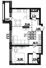 Квартира 59 м², 2-комнатная - изображение 1