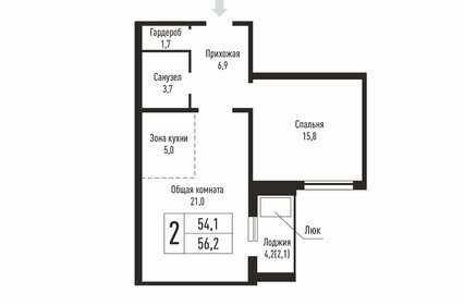 Квартира 56,2 м², 2-комнатная - изображение 1