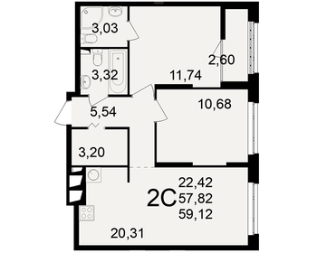 Квартира 59,1 м², 2-комнатная - изображение 1