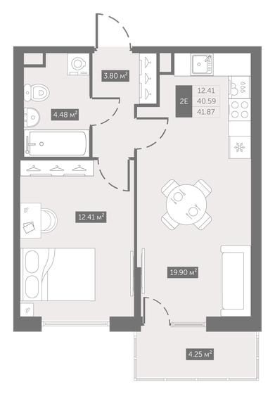 41,9 м², 1-комнатная квартира 5 655 800 ₽ - изображение 1