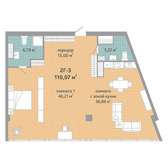 110,1 м², 3-комнатные апартаменты 24 950 000 ₽ - изображение 1