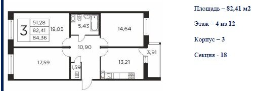 84,1 м², 3-комнатная квартира 23 250 000 ₽ - изображение 31