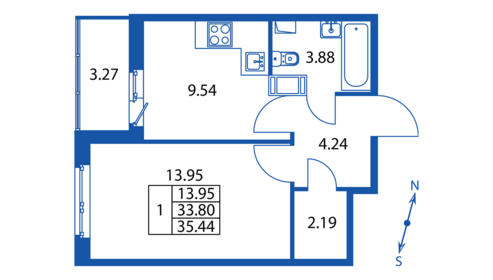 36,4 м², 1-комнатная квартира 5 596 888 ₽ - изображение 98