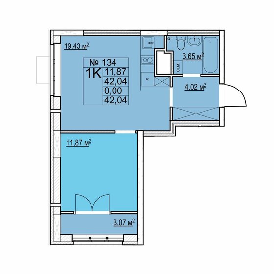 42 м², 1-комнатная квартира 6 540 000 ₽ - изображение 1