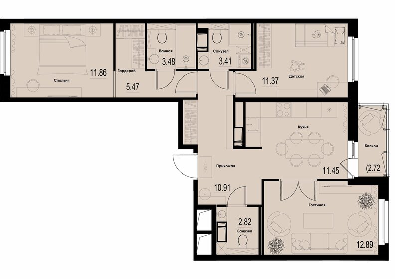 75 м², 3-комнатная квартира 11 853 160 ₽ - изображение 27