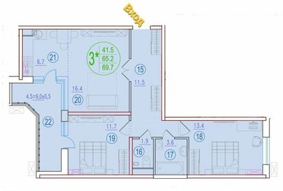 Квартира 65,4 м², 3-комнатная - изображение 1