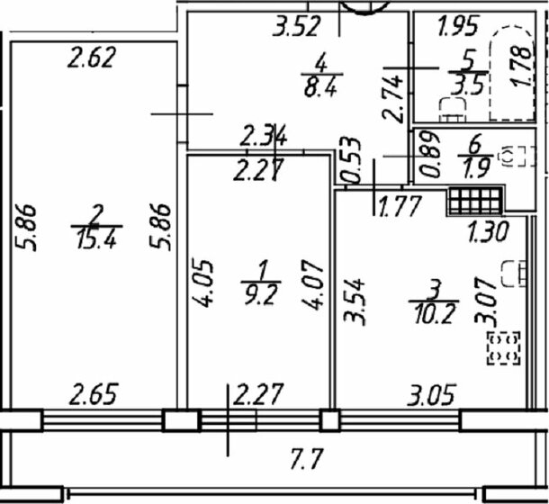 56,3 м², 2-комнатная квартира 9 970 000 ₽ - изображение 1