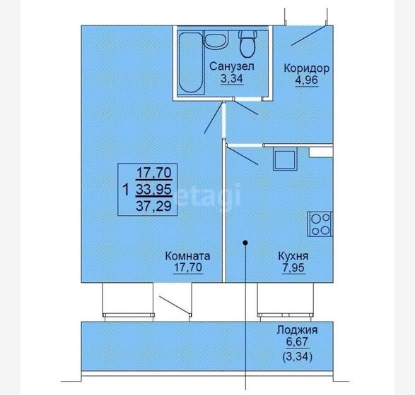 37,3 м², 1-комнатная квартира 4 175 000 ₽ - изображение 1