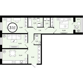 79,1 м², 3-комнатная квартира 8 487 400 ₽ - изображение 26