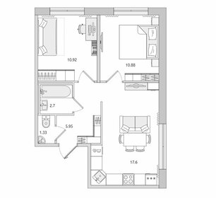 Квартира 49,5 м², 2-комнатная - изображение 1