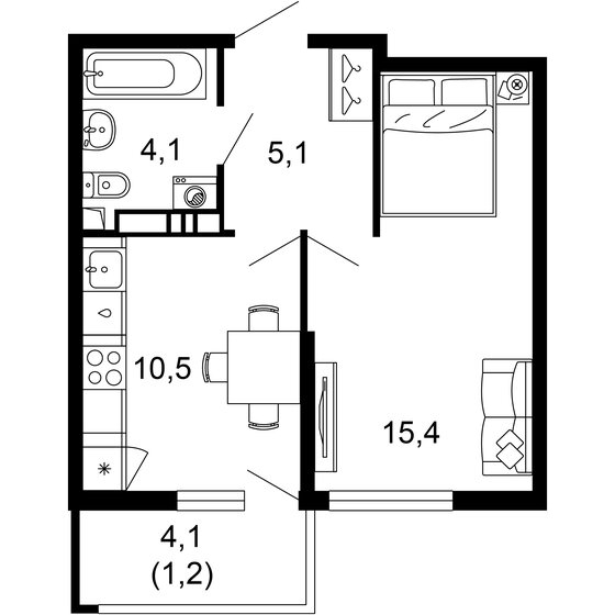 36,3 м², 1-комнатная квартира 17 311 470 ₽ - изображение 1