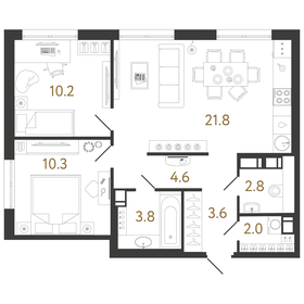 53,4 м², 2-комнатная квартира 8 570 000 ₽ - изображение 139