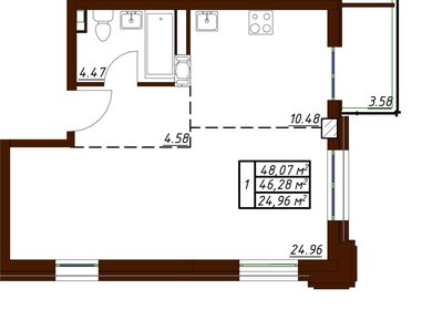 48 м², 1-комнатная квартира 7 253 600 ₽ - изображение 28