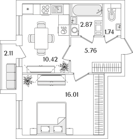 Квартира 37,9 м², 1-комнатная - изображение 1