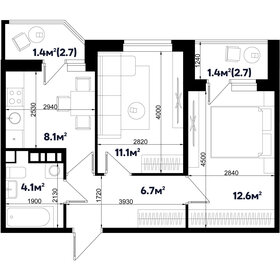 Квартира 45,4 м², 2-комнатная - изображение 1