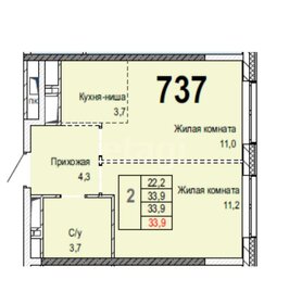 Квартира 33,9 м², 2-комнатная - изображение 1