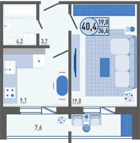 40,6 м², 1-комнатная квартира 3 909 780 ₽ - изображение 29