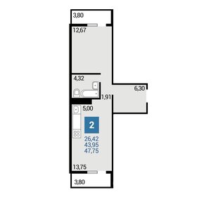 Квартира 47,8 м², 1-комнатная - изображение 1