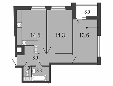 Квартира 58,6 м², 2-комнатная - изображение 1