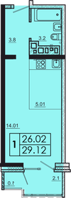 Квартира 29,7 м², 1-комнатная - изображение 1
